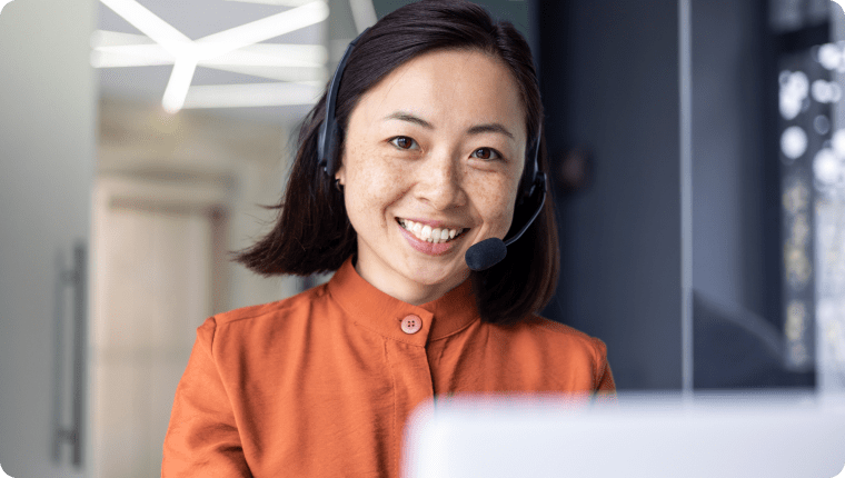 Asian women with headphones